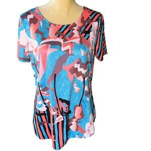 Tango Mango Short Sleeve Shirt Top Artsy Art to Wear Size Medium